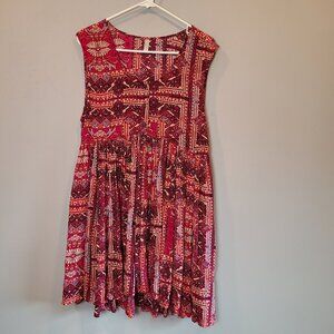 Free People Dress Womens Small Pink Purple Boho Sleeveless Oversized Pockets